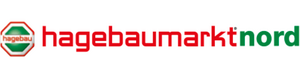 Das Logo von Hagebaumarkt Nord ist im Schriftzug rot und grün und enthält auf der linken Seite ein Achteck mit dem Schriftzug HAgebau.