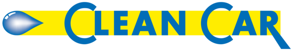 Das Logo von Clean Car hat auf gelbem Hintergrund den blauen Schriftzug Clean Car und auf der linken Seite die Abbildung des Wassertropfens. 